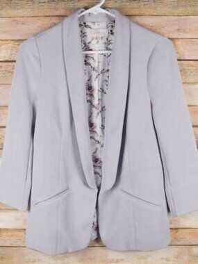 Skies Are Blue Women S Small Light Gray Blazer Jacket Stretch Hannah Modal Scuba
